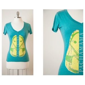 Blue Aqua Graphic Pachamama Print Tee T-shirt